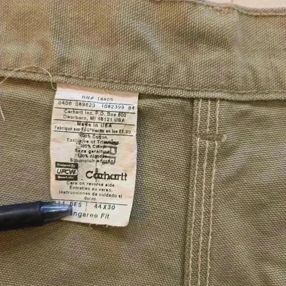 NWT Carhartt Mens Dungaree Fit Single Knee Work Pants Olive Green Size 44W - Picture 8 of 10